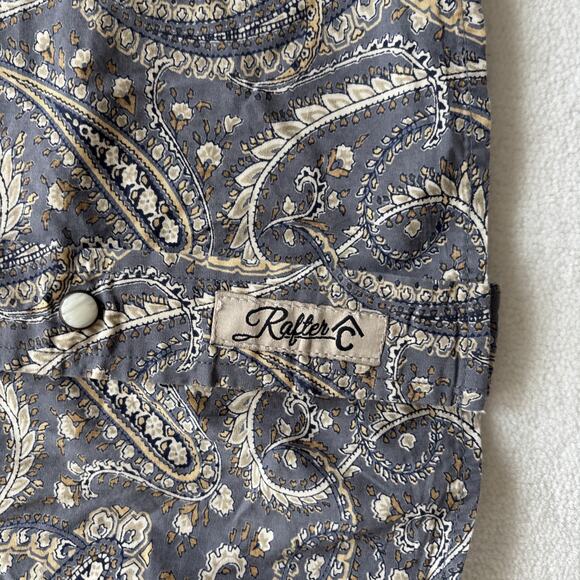 Rafter C Cowboy Collection Men Small Shirt Long Sleeve Paisley Pearl Snap Gray - Picture 8 of 15